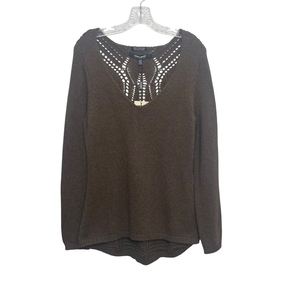 Coupe Collection Sweater Womens Large Brown New Italian Yarn Knit Wool Blend